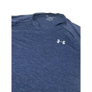 Under Armour The Tech Tee Shirt Navy Blue V‎ Neck Short Sleeve Size Medium Men's